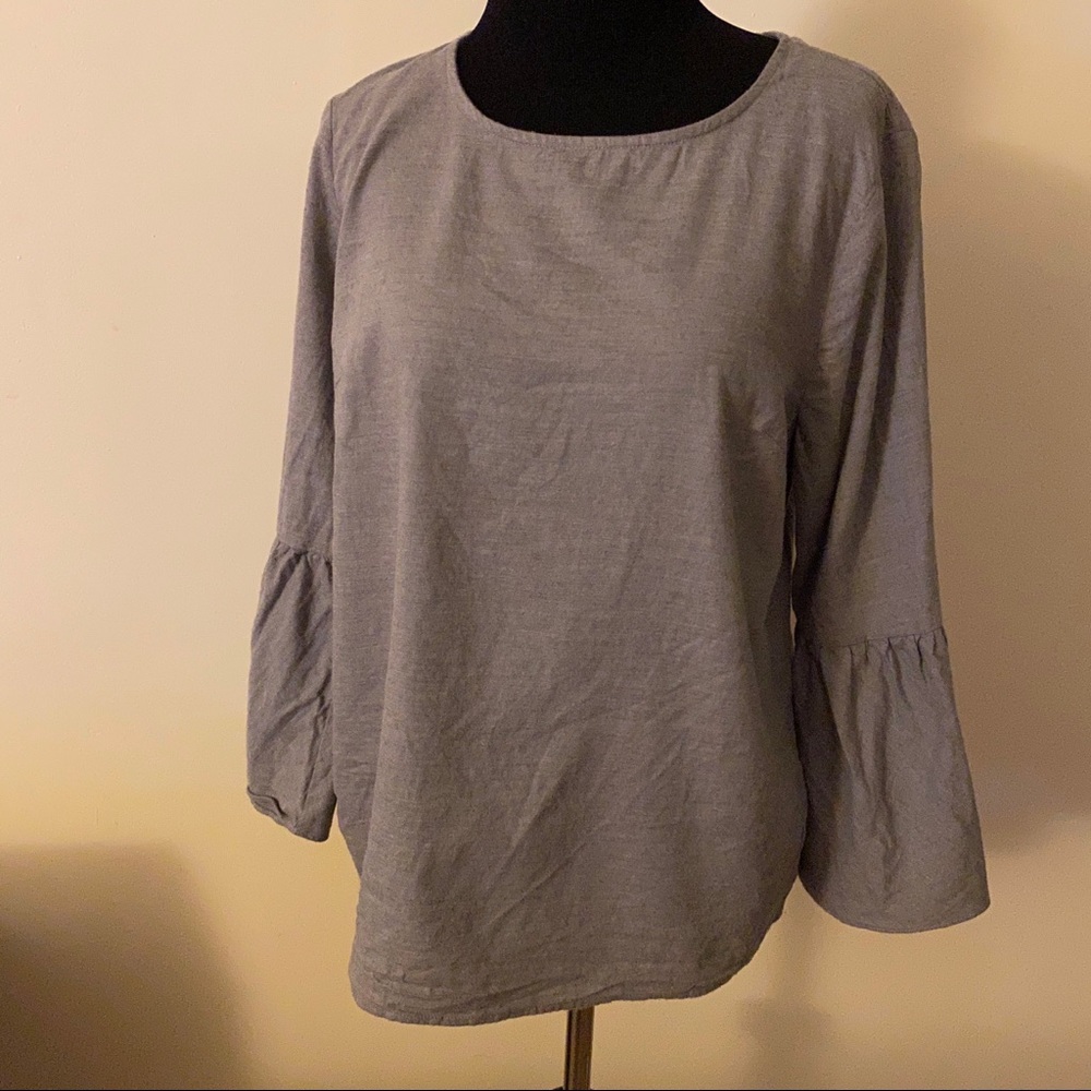 Grey top with flared sleeves